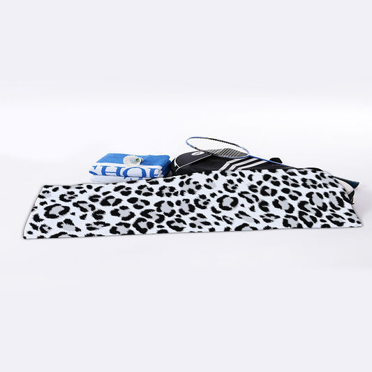 White Leopard Print Sports Towel