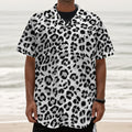 White Leopard Print Textured Short Sleeve Shirt