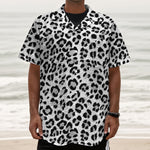 White Leopard Print Textured Short Sleeve Shirt