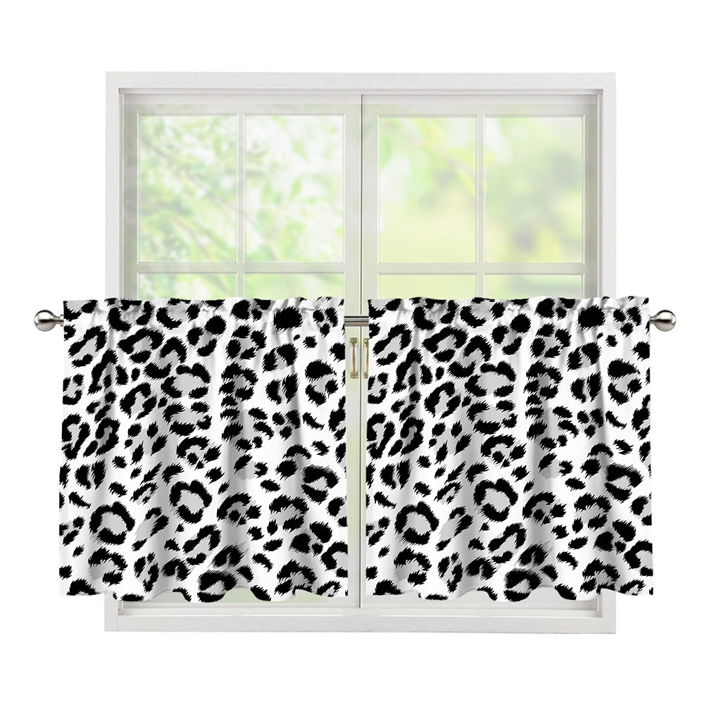 White Leopard Print Tier Curtains