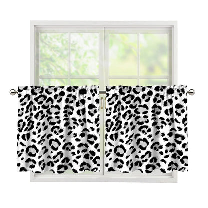 White Leopard Print Tier Curtains