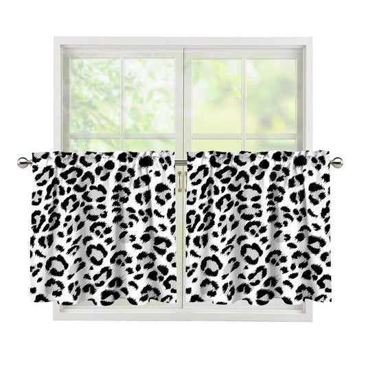 White Leopard Print Tier Curtains