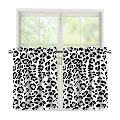 White Leopard Print Tier Curtains