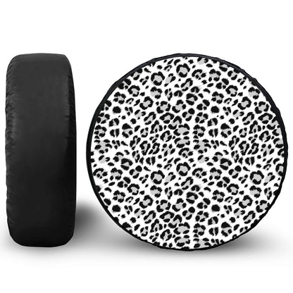 White Leopard Print Tire Cover