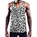 White Leopard Print Men's Workout Tank Top