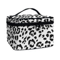 White Leopard Print Travel Makeup Bag