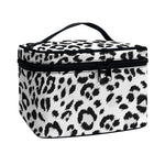 White Leopard Print Travel Makeup Bag