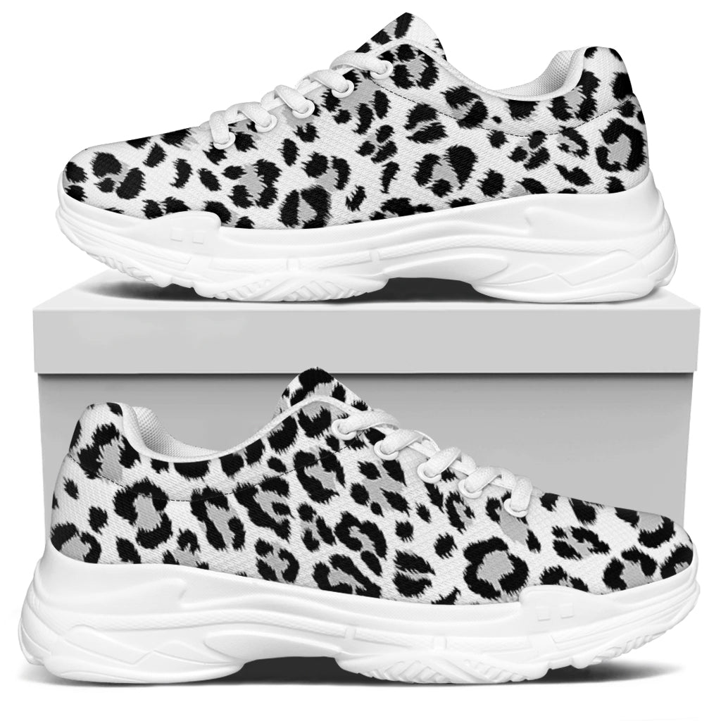 White Leopard Print White Chunky Shoes