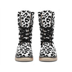 White Leopard Print Winter Boots