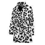 White Leopard Print Women's Bathrobe