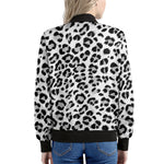 White Leopard Print Women's Bomber Jacket