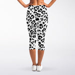White Leopard Print Women's Capri Leggings