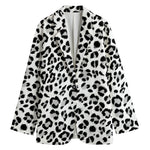 White Leopard Print Women's Cotton Blazer
