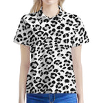 White Leopard Print Women's Polo Shirt