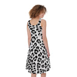 White Leopard Print Women's Sleeveless Dress