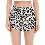White Leopard Print Women's Split Running Shorts