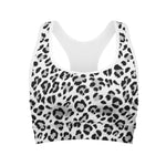 White Leopard Print Women's Sports Bra