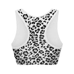 White Leopard Print Women's Sports Bra