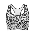 White Leopard Print Women's Sports Bra