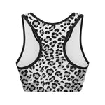 White Leopard Print Women's Sports Bra