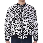 White Leopard Print Zip Sleeve Bomber Jacket
