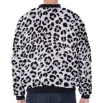 White Leopard Print Zip Sleeve Bomber Jacket