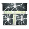 White Lightning Print 3 Piece Kitchen Curtains