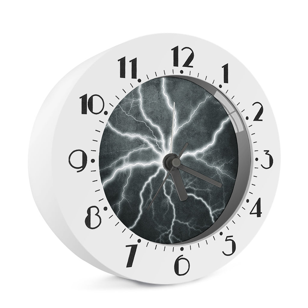 White Lightning Print Alarm Clock