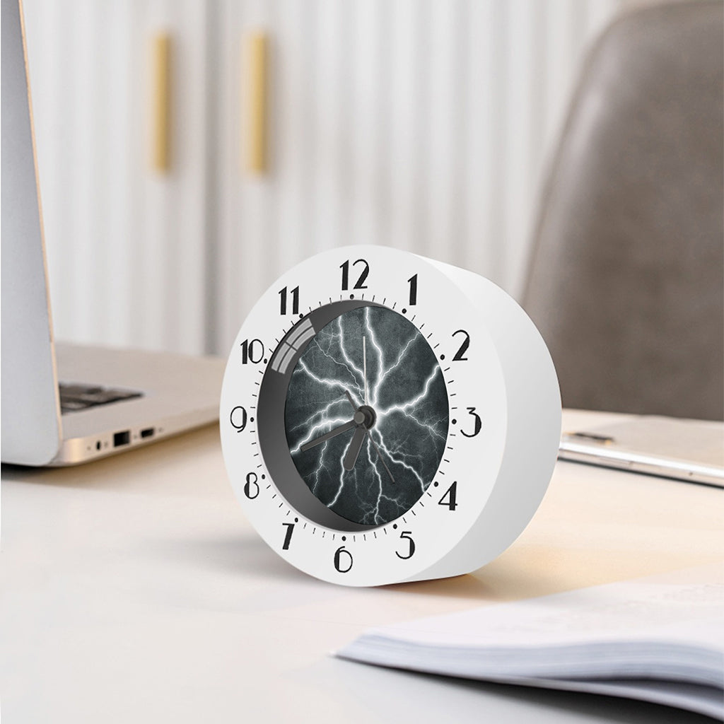 White Lightning Print Alarm Clock