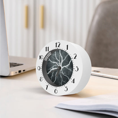 White Lightning Print Alarm Clock
