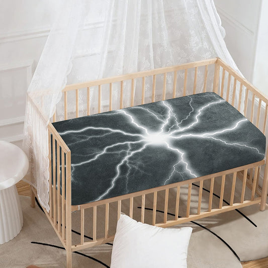 White Lightning Print Baby Crib Sheet