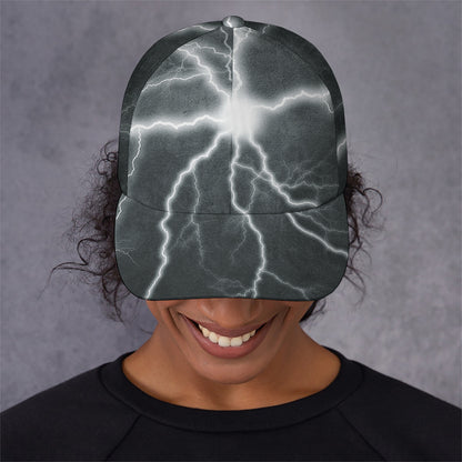 White Lightning Print Baseball Cap