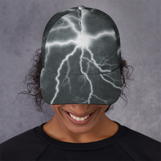 White Lightning Print Baseball Cap