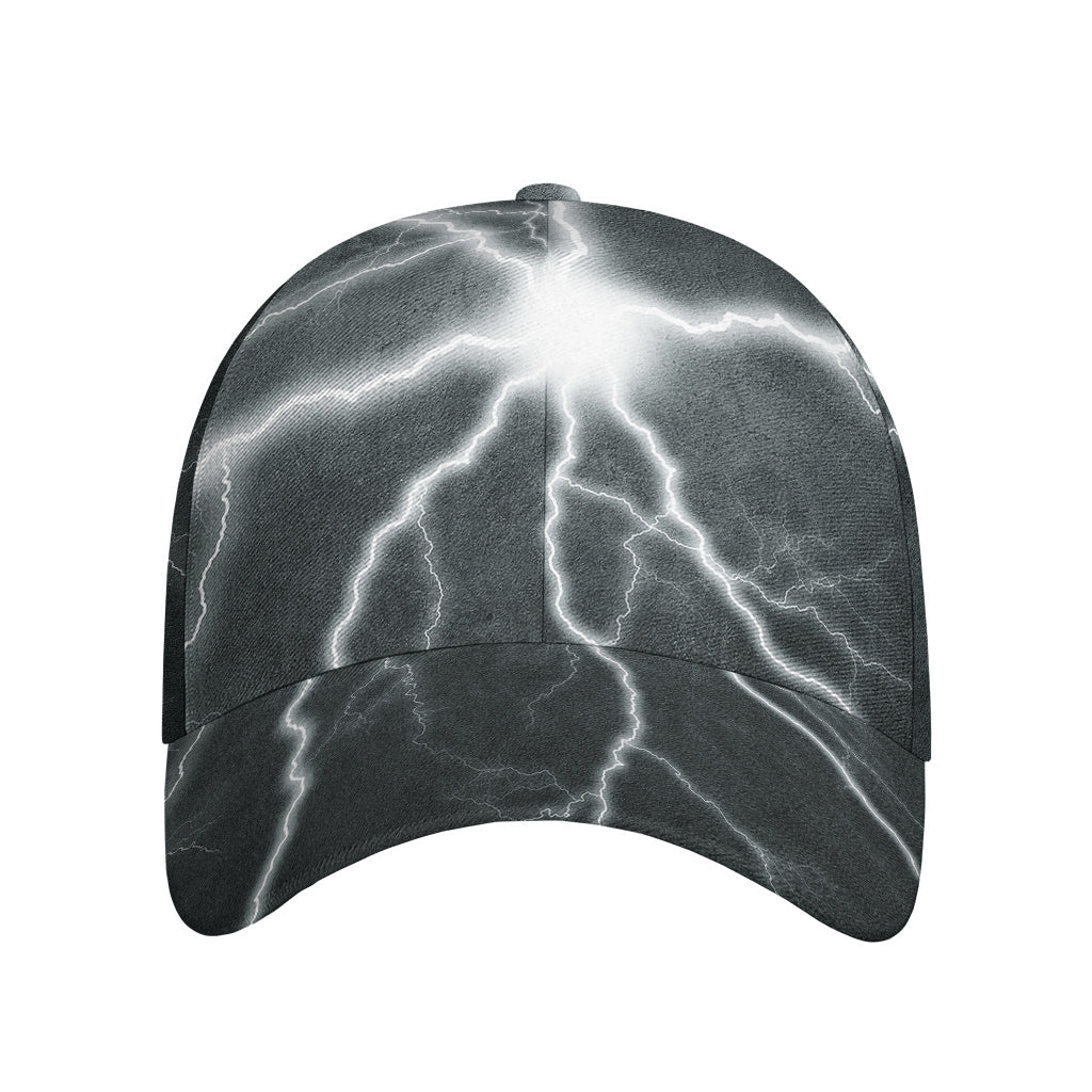 White Lightning Print Baseball Cap