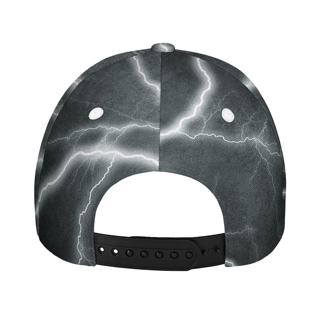 White Lightning Print Baseball Cap