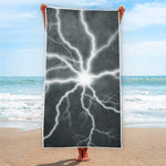 White Lightning Print Beach Towel