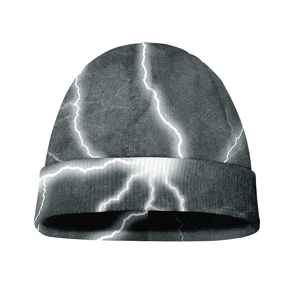White Lightning Print Beanie