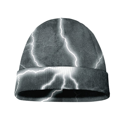 White Lightning Print Beanie