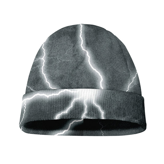 White Lightning Print Beanie