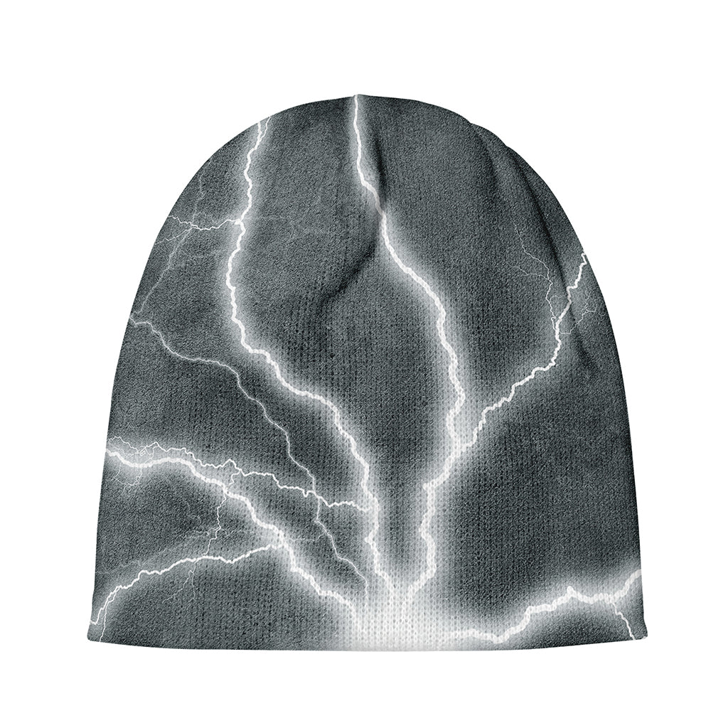 White Lightning Print Beanie