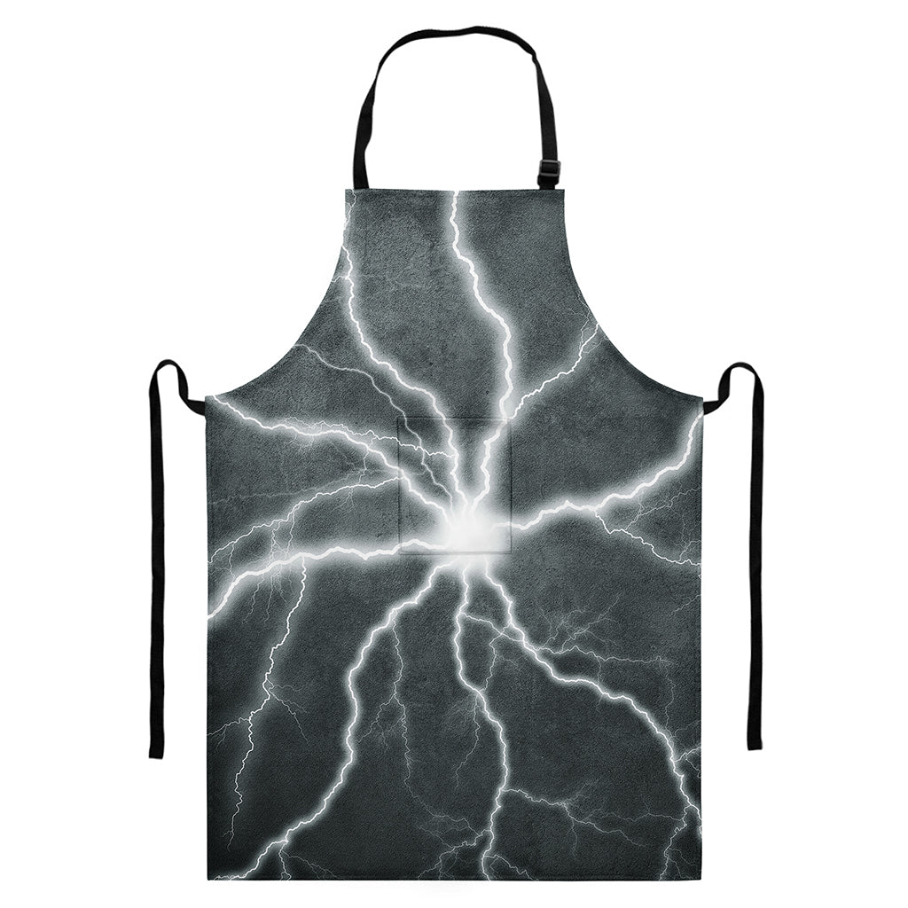 White Lightning Print Bib Apron With Pocket