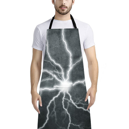 White Lightning Print Bib Apron With Pocket