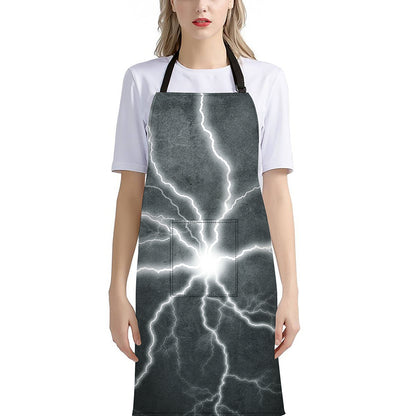 White Lightning Print Bib Apron With Pocket