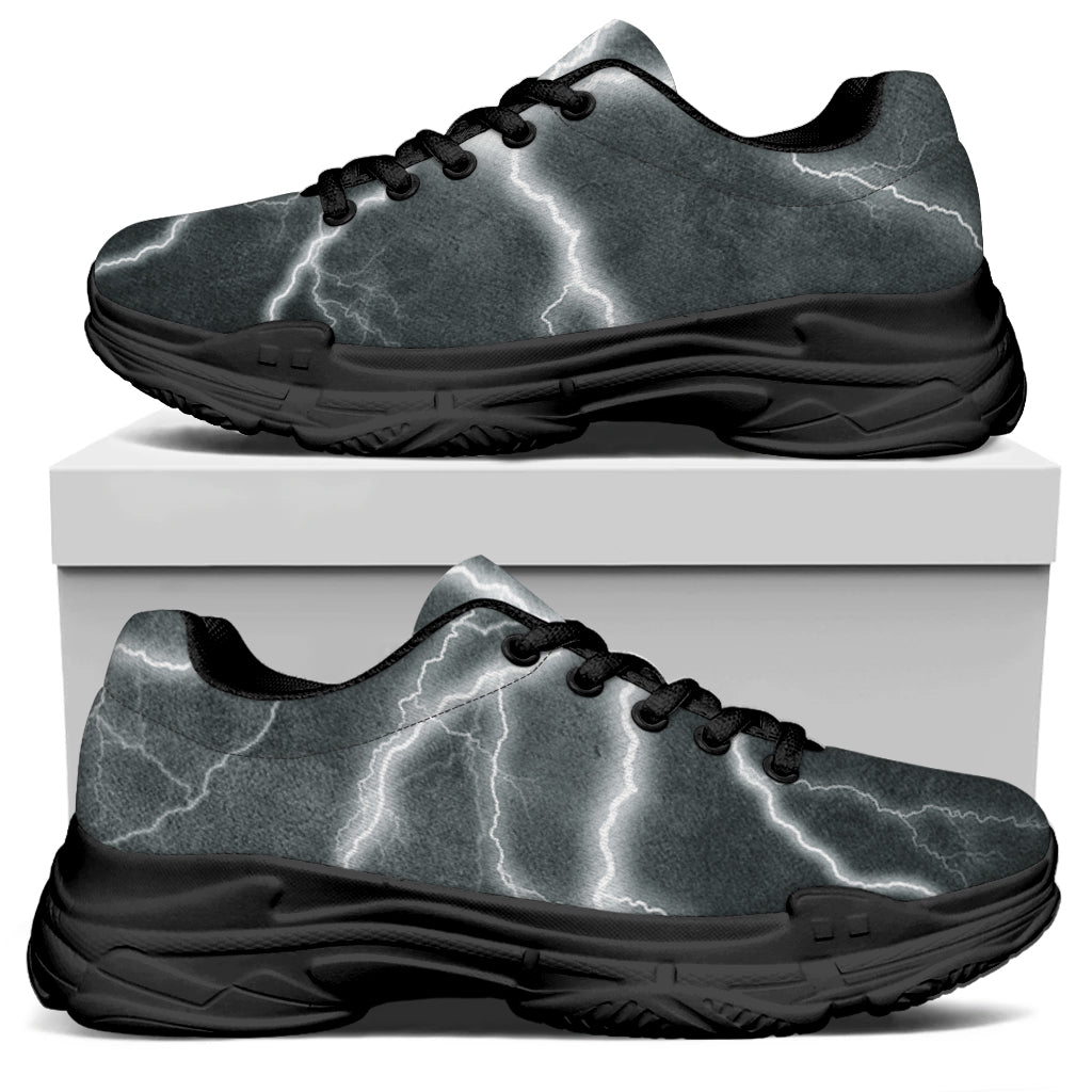 White Lightning Print Black Chunky Shoes