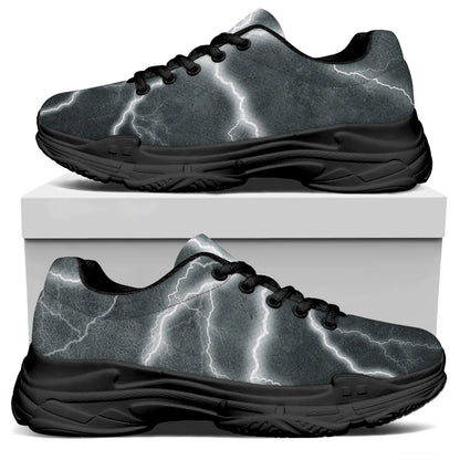 White Lightning Print Black Chunky Shoes