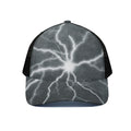 White Lightning Print Black Mesh Trucker Hat