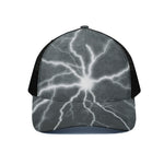 White Lightning Print Black Mesh Trucker Cap