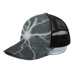 White Lightning Print Black Mesh Trucker Cap