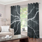 White Lightning Print Blackout Grommet Curtains