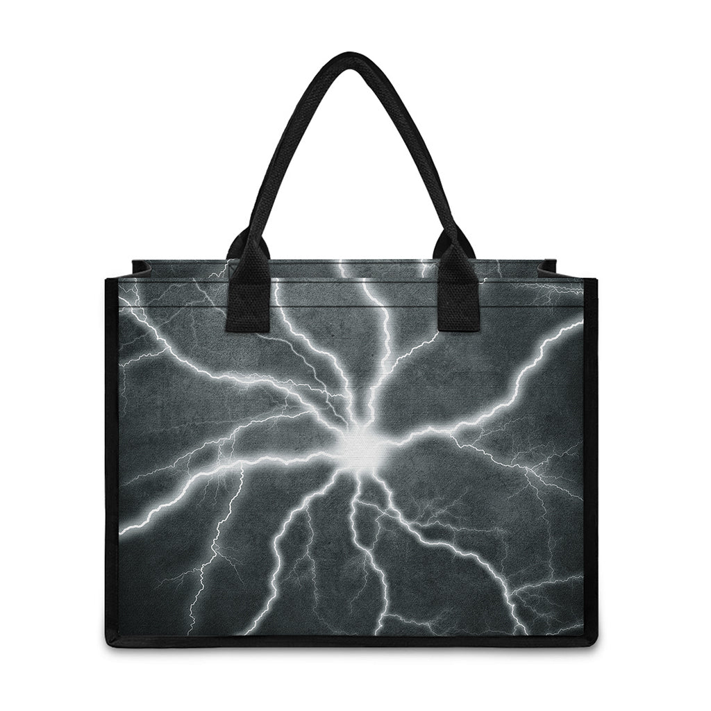 White Lightning Print Canvas Tote Bag